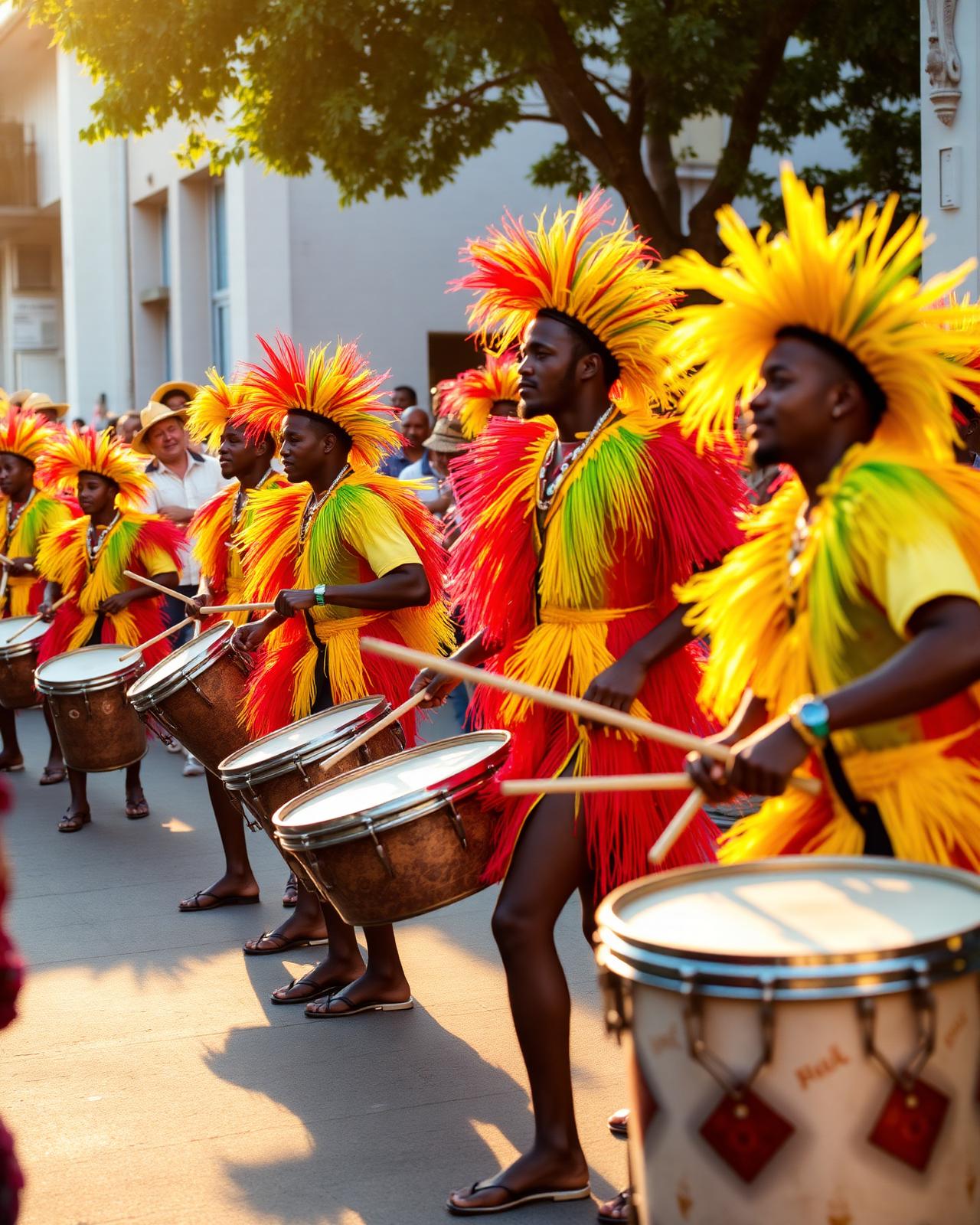 Percussionistas do Olodum em desfile no Pelourinho